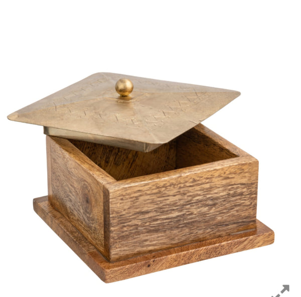 Mangowood Box with Metal Lid