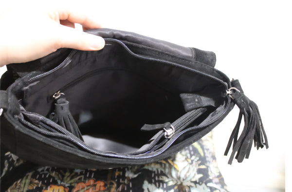 Black Suede Boho Bag