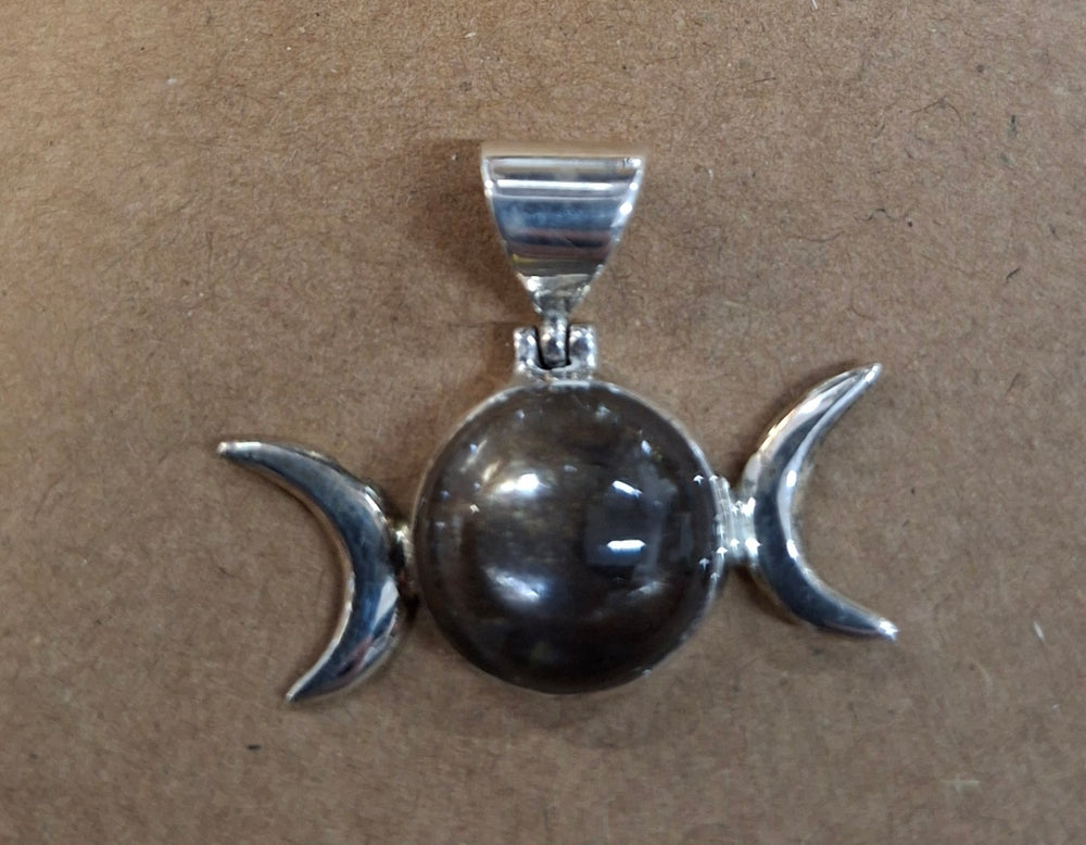 Triple Moon Goddess Star Sunstone Pendant