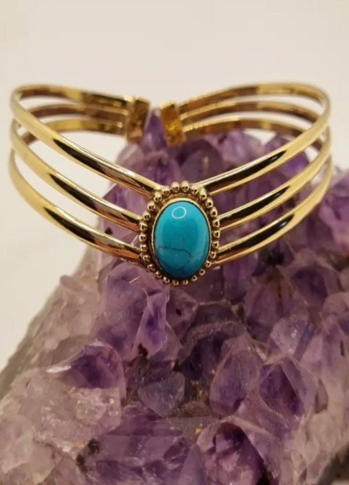 Brass Turquoise Bracelet