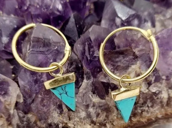 Brass Earrings with Turquoise