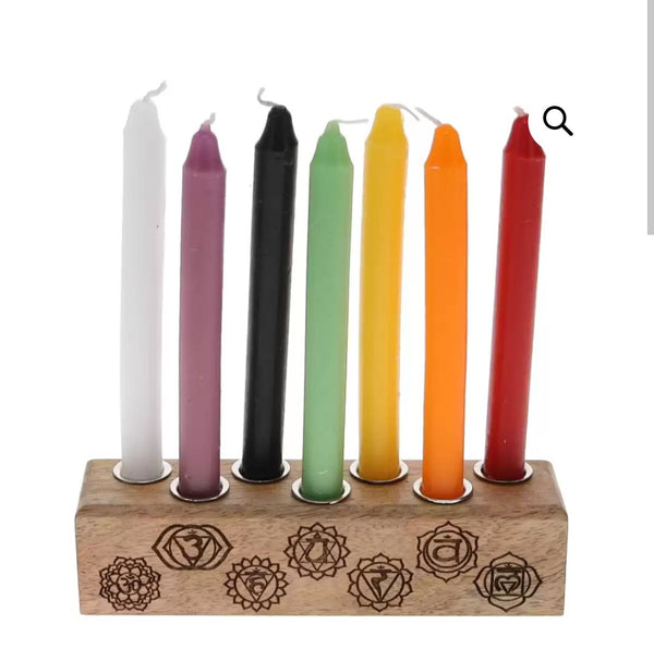 Wooden Chakra Candle Holder