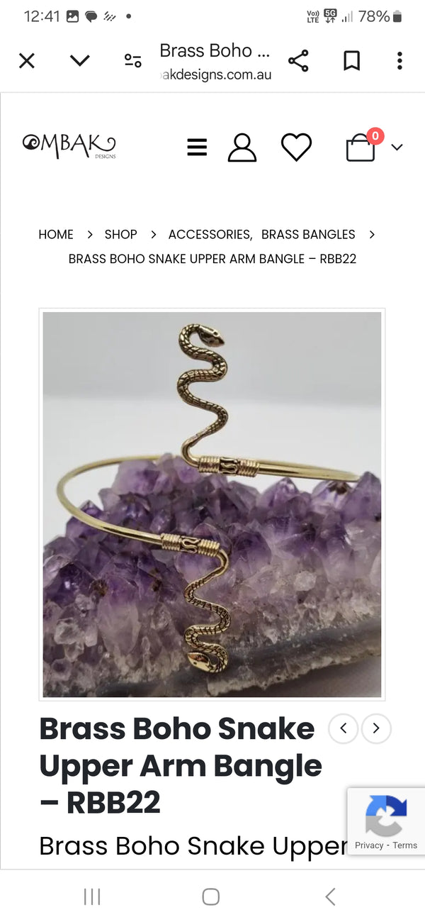 Brass Snake Upper Arm Bangle