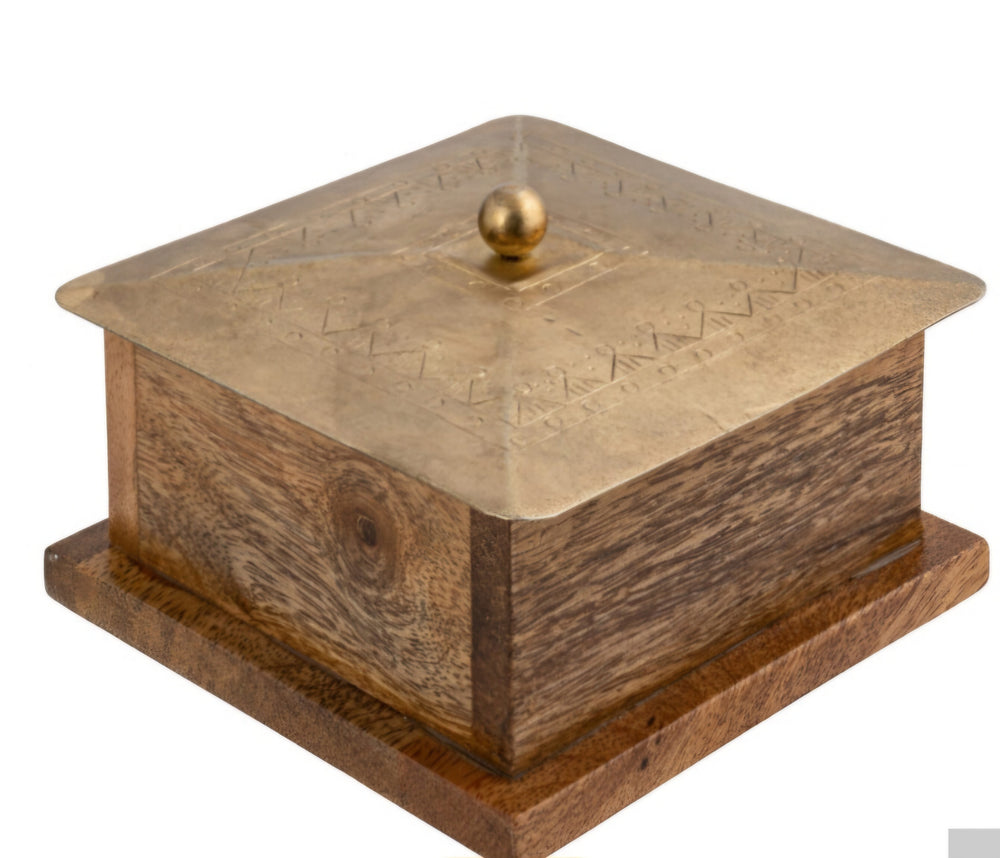 Mangowood Box with Metal Lid