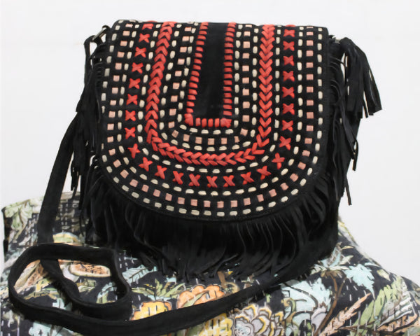 Black Suede Boho Bag
