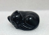 Craved Black Obsidian Crystal Cat