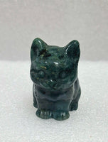 Craved Moss Agate Crystal Cat