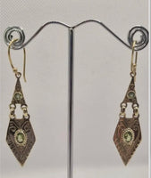 Brass Earrings set with Peridot