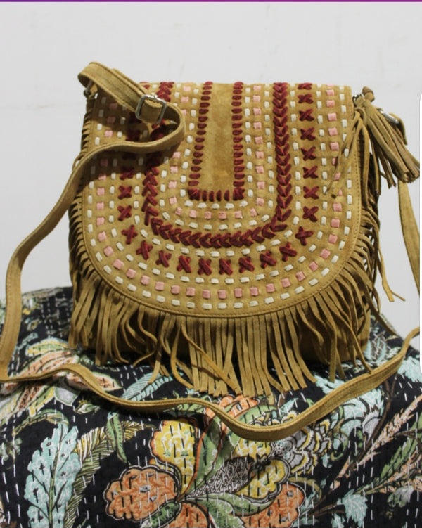 Brown Suede Boho Bag
