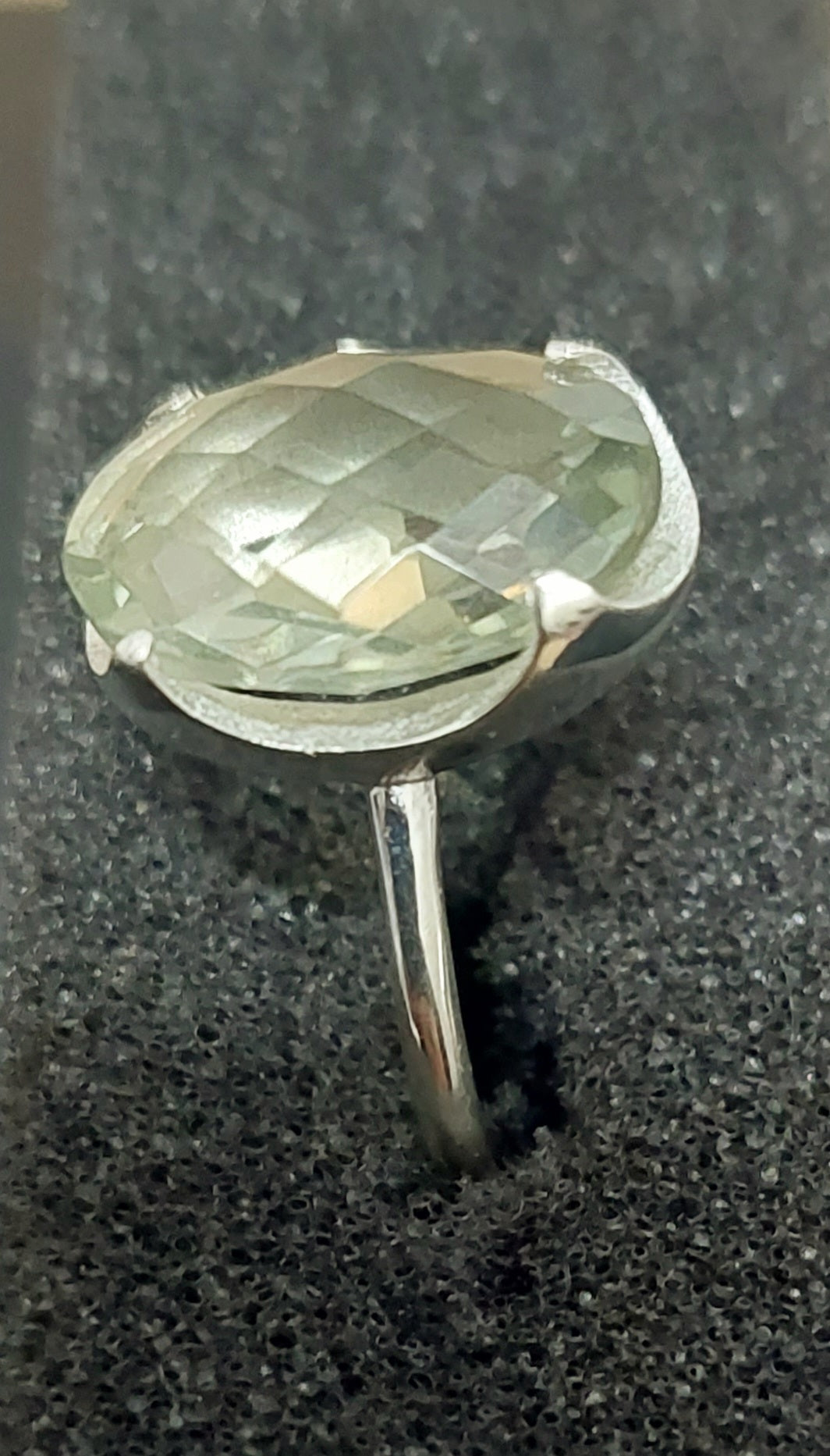 Green amethyst silver on sale ring