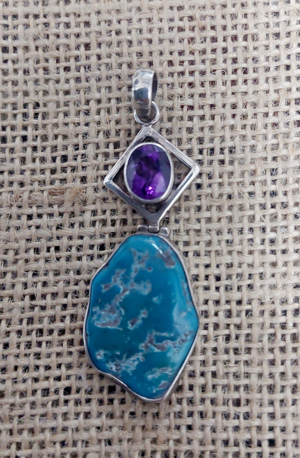 Amethyst and Turquoise  Pendant.