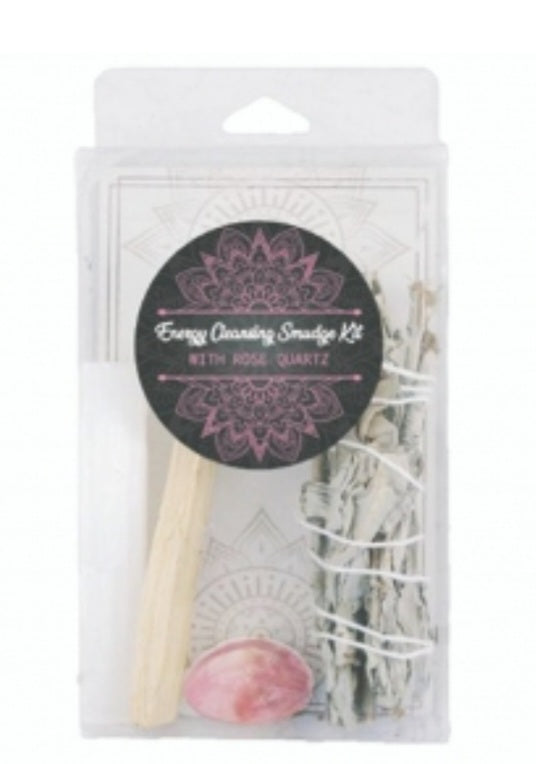 Energy Cleansing Smudge Kit with Rose Quartz